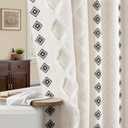 Boho Shower Curtain for Bathroom Cotton Fabric with Striped Print,White 72" W x 72" L