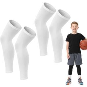 2 Pairs Pre Cut Soccer Socks for Kids, Football Leg Sleeves for Kids | Kids Precut Soccer Socks, Pre Cut Soccer Sleeve Socks for Boy Girl Youth, Football Leg Sleeves for Kids (White) (White)
