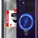 for Samsung Galaxy S24 Plus Case Compatible Wireless Charging Magnetic,with Screen Protector,for S24+Plus Phone Case with Stand Ring Military Grade Shockproof Heavy Duty Protection Purple