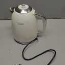 Hazel Quinn Electric Kettle - 1.7 Liters (57oz) Stainless Steel Water Kettle, BPA-Free Interior, 1200W Fast Boiling, Cordless, Rotational Base, Automatic Shut Off & One-Touch LED - Pearl White