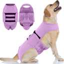 PUMYPOREITY Dog Diaper with Suspender, Escape-Proof Anti-Harassment Garment for Heat Cycle, Incontinence, Puppy Training, Senior Dog, L, Purple