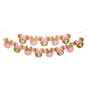 Pink and Gold Minnie Birthday Party Banner Mouse Birthday Supplies,Photo Props,Baby Shower,Minnie Party Decoration