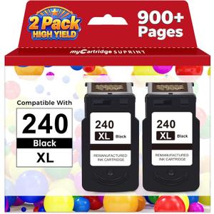 240XL Black Ink Cartridge Replacement for Canon 240xl 240 PG-240 XL PG240XL for Canon MG3620 Ink Cartridges PIXMA MG3600 MG3520 MG3222 TS5120 TS5100 MX472 Printer 240XL Black