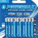 Powermax 12-Count Double AA Batteries, Ultra Long Lasting Alkaline Battery Blister Pack for Home and Office, 10-Year Shelf Life