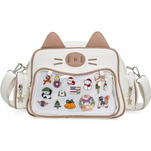 Kawaii Ita Bag Crossbody Bag Cute White Cat Backpack Girls Shoulder Bags Pin Display with Insert