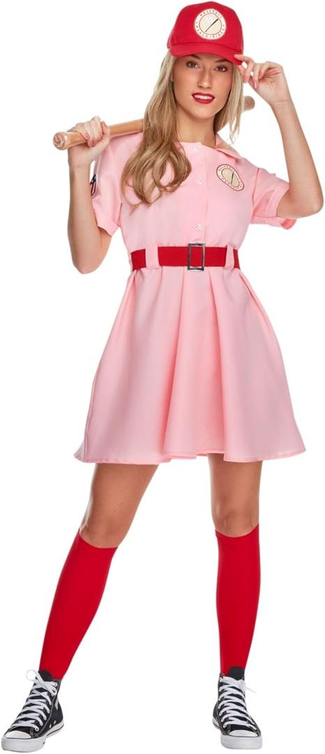 Morph - Pink Baseball Costume - Dottie Baseball Costume - Halloween Costumes For Women - Movie Character Costume Plus Size, 3X-Large