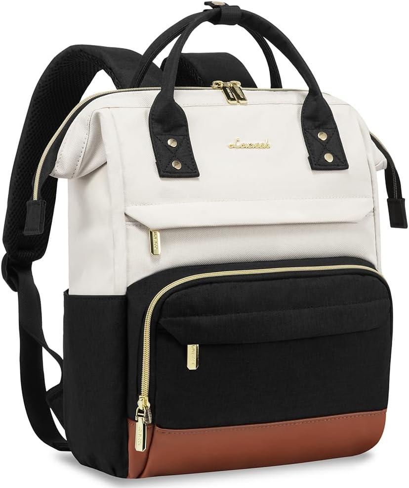 LOVEVOOK Mini Backpack for Women, Small Backpacks Purse, College Bookbag for School, Fashion Bag for Travel Work Gift, Lightweight Daypack, Beige-Black-Brown (13inch)