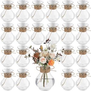 Bokon 5.7" Plastic Small Vases for Centerpieces, Plastic Bud Vase Bulk, Hyacinth Avocado Growing Vases, Tiny Flower Bulb Plant Propagation Containers for Wedding Living Room Table Decorations(20 Pcs)