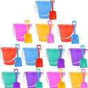 Holady 12 Pack 5'' Inch Sand Beach Buckets Pail with Beach Shovels,Sand Bucket Water Bucket for Beach Fun Great Summer Party Accessory
