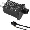 Replacement 12V 1A LED Transformer with Extension Cord, UL Listed Class 2 Power Supply IP44 LED Light Controller Low Voltage Transformer for Christmas String Light (Black)