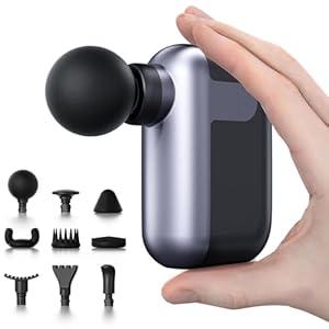 Mini Massage Gun with 10 Massage Heads, Percussion Deep Tissues Handheld Muscle Massager, 8mm Amplitude High-Intensity Massager Gun for Pain Relief for Office Gifts for Her, Home, Athletes (Black)