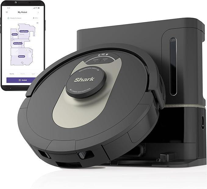 Shark AV2501AE AI Robot Vacuum with XL HEPA Self-Empty Base, Bagless, 60-Day Capacity, LIDAR Navigation, Perfect for Pet Hair, Compatible with Alexa, Wi-Fi Connected, Carpet & Hard Floor, Black Black/Bronze