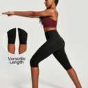 Heathyoga Capri Leggings with Pockets for Women Tummy Control Knee Length Leggings Yoga Pants Women Capri Pants Workout (Black, XL)