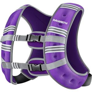 PACEARTH Weighted Vest 16lb Weight Vest with Reflective Stripe, Body Weight Vests for Women, Men, Weight Loss Workout, Strength Training, Running, Walking, Jogging (Ultra Violet)