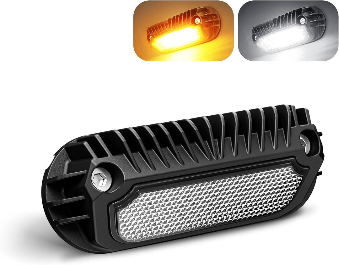 SUPAREE LED RV Porch Light, White Amber 12 Volt Exterior Light, 800 Lumen Black Lighting Fixture Kit Replacement for RVs Trailers Campers (2 Pieces)