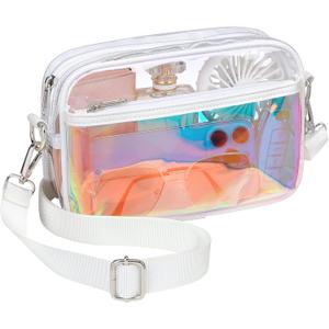PACKISM Clear Bag for Stadium Events - Clear Purses for Women Stadium Crossbody Concert Bag for Game Day, Sports, Festival (Holographic White)