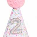 Pink 2nd Birthday Hat - Colorful Dots, Two Sweet Decor, Sprinkle Second Birthday