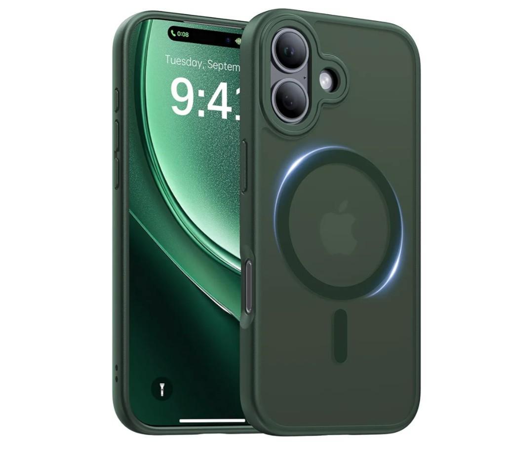 Magnetic for iPhone 17 Case, [Anti-Slip] [Compatible with MagSafe] [Military Grade Drop Protection] Shockproof Protective Translucent Matte Phone Case for iPhone 17 Case, Forest Green