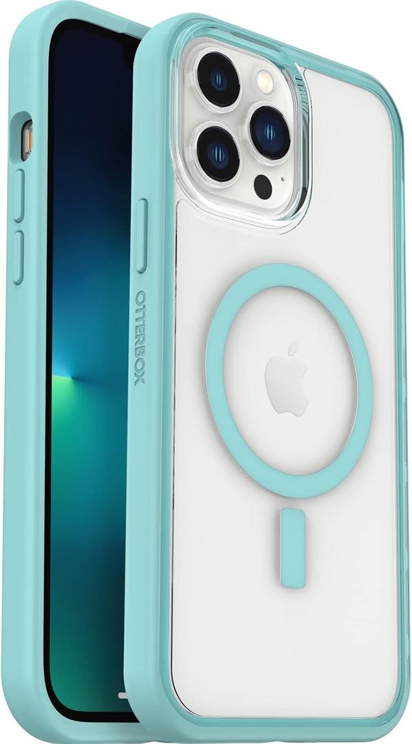 OtterBox Clear case with colorful grip edge for iPhone 13 Pro Max (Only) - DISCOVERY (Clear/Light Blue), Set Of 2