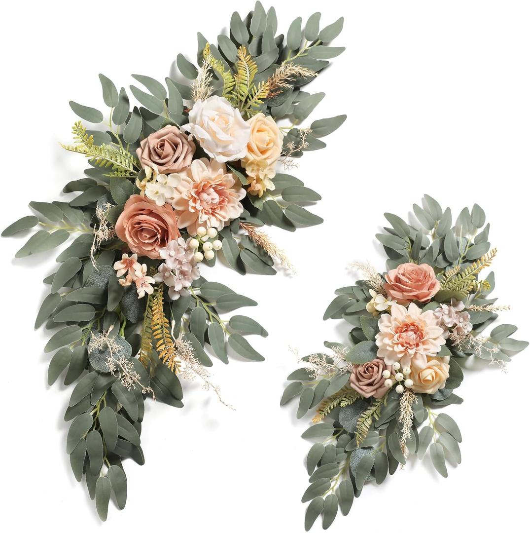 Nude Flowers Artificial Wedding Arch Flowers Swag Set of 2 for DIY Champagne Wedding Welcome Ceremony Sign Backdrop Sweetheart Table Chair Home Decoration