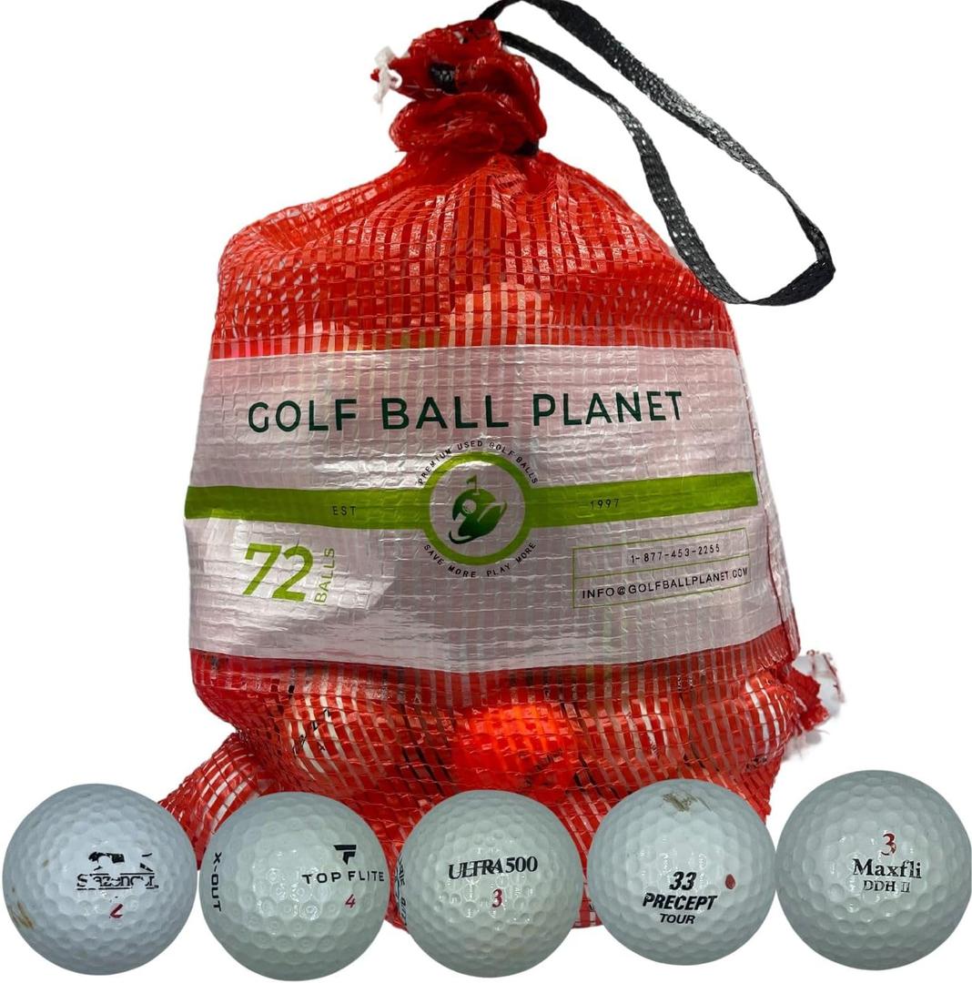 Golf Ball Planet 72 Ball Mesh Bag Hit Away Practice Used Golf Balls
