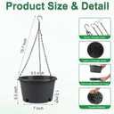10 inch Hanging Planters, 4 Pack Hanging Baskets for Plants with Removable Trays & 15.7" Chain, Round Plastic Hanging Flower Pots for Home Garden Porch Balcony Patio Decor (Grey)
