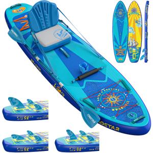 Journey 11'6" / 11'34" / 11'35" Extra Wide Paddle Board, One-Stop Premium SUP Board Accessories, Tailored Fins, Stable Inflatable Stand Up Paddle Boards for Youth/Adults of All Skill Levels (J06BP - Yellow Blue)