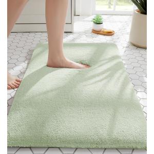 MINIDEAR Bathroom Rugs 24x17 Sage Green - Thick Memory Foam Bath Mat, Ultra Soft & Plush Fluffy, Non-Slip, Quick Dry, Absorbent Washable Floor Microfiber Mat for Tub, Home Decor Accessories