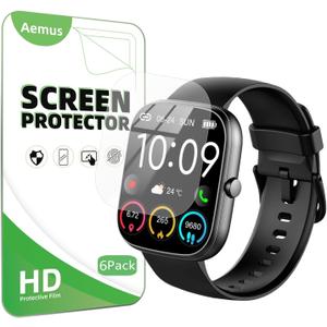 Screen Protector Compatible for Jugeman T60 Smart Watch 1.91" (6 Pack) Clear TPU Soft Film, Compatible for Matast, CASCHO Smartwatch Screen Film