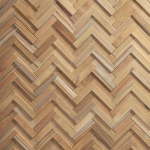 UltraWood Herringbone Reclaimed Teak Wood 3D Wall Panels - Home Decor Wallpaper Alterantive for Living Room, Bedroom, and Office - Easy Installation DIY Room Decor - 16 Pack 11.63 Sq Ft