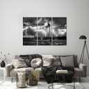 sechars Black and White Farm Windmill Wall Art Lightning Strikes in The Clouds Pictures Colorado Countryside Landscape Canvas Art Farmhouse Decoration