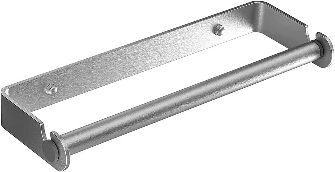 Aheucndg Paper Towel Holder Wall Mount, Self Adhesive or Drill Mounting Paper Roll Holder, Paper Towel Holder Under Cabinet for Kitchen or Bathroom (Silvery 1pack)