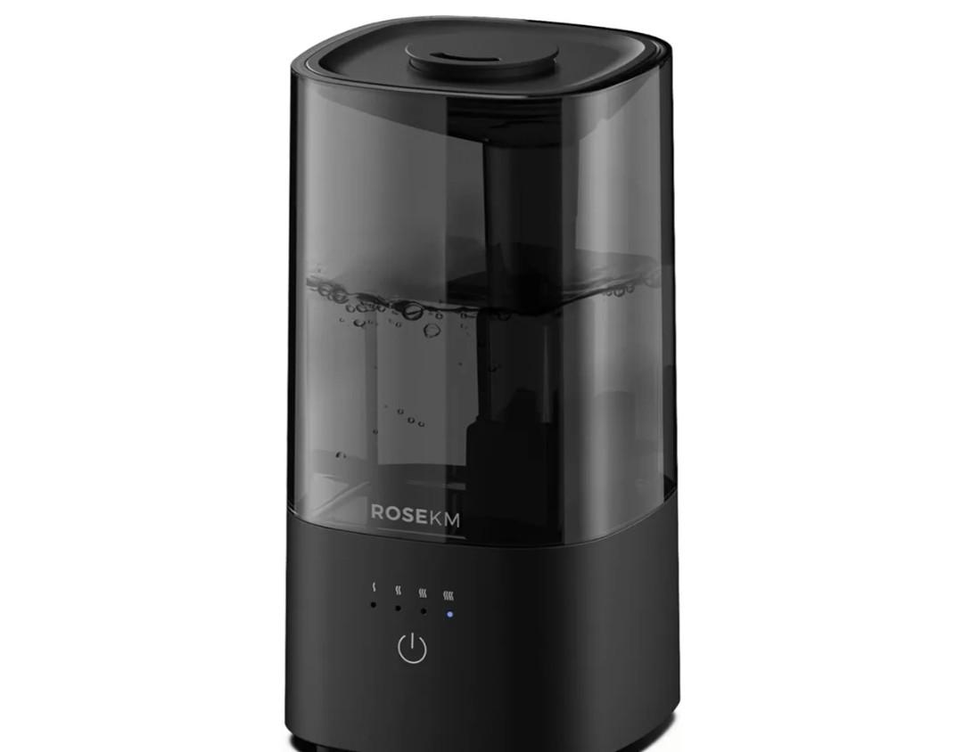 ROSEKM Humidifiers for Bedroom, 2.0L Cool Mist Humidifier for Home Plant and Baby Nursery, Quiet Ultrasonic Humidifier with 360° Nozzle, Auto Shut-Off, Filterless, Black