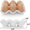 DEAYOU 4 Pack 24 Cups Egg Tray Holders, Porcelain Egg Container for Countertop Fridge, Ceramic Eggs Keeper Storage Organizer, Tiny Egg Dispenser Serving Dish Serveware for Display, Kitchen, White
