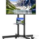 Heavy-Duty Rolling TV Stand for 3285" Screens  Supports 187 lbs (154 lbs TV + 33 lbs Shelf), Stable Mobile TV Cart with Shelf & Locking Wheels, Floor TV Stand, Max VESA 600x400, Black