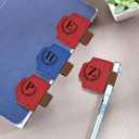 2 x Bygone Mark Bookmark with Pen Holder, 26 Letters Magnetic Leather Bookmarks Personalized Book Mark for Book Lovers, Magnetic Bookmark Pen Holder with Cross for Women Men(Blue-J)