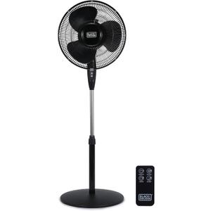 BLACK+DECKER 16 Inches Stand Fan with Pedestal Base, Height Adjustable Pedestal Fan with Remote and Touch Control Panel, Free Standing Fan with 90-Degree Oscillating and 3-Speed Settings, Black