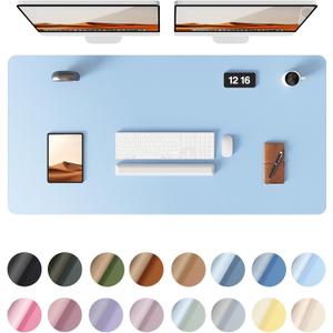 YSAGi Leather Desk Protector, Office Mat, Large Mouse Mat, Non-Slip PU Leather Blotter, Laptop Pad, Waterproof Writing Pad for Office and Home (Baby Blue, 47.2" x 23.6")