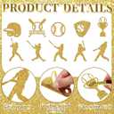 Fuutreo 100 Pcs Baseball Cutouts, Sports Table Topper Double Sided Birthday Party Decorations Sports Paper Cutouts Toppers for Baseball Birthday Party Favors Supplies(Gold)
