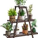 GHWIE Plant Stand Indoor Plant Shelf Outdoor bamboo Plant Rack, 3 Tiers Ladder Plant Holder Flower Stand for Living Room Balcony Garden Patio,Living Room Boho Home Decor for Gardening Gifts (Brown)