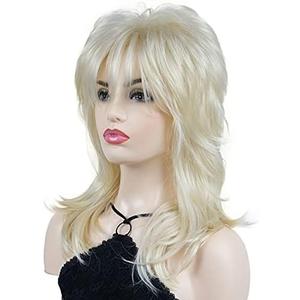 Wiginway Shaggy Layered Wig with Bangs, Shoulder Length Natural Straight Shags Wig, Soft Synthetic Hair, 613 Blonde
