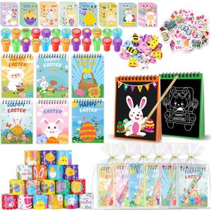 192 Easter Party Favors for Kids, 24 Pack Scratch Books Set Toys Bulk for Classroom Gifts Prizes, Easter Goodie Bags Stuffers Fillers for Boys Girls Student Party Crafts(scratch set)