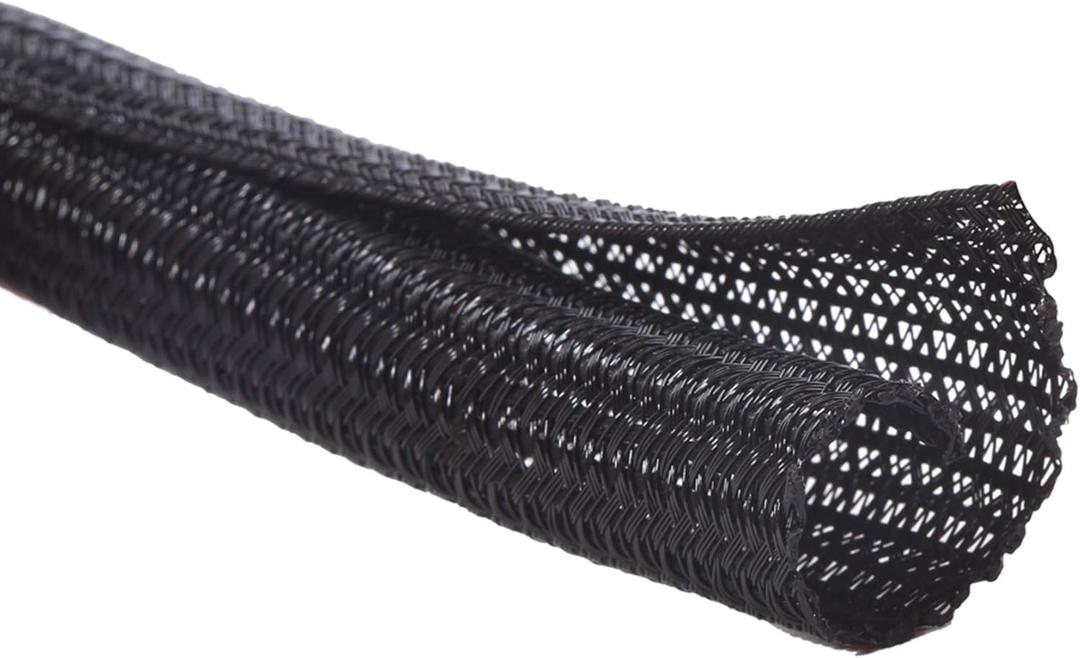 Alex Tech 25ft - 1/2 inch Cord Protector Wire Loom Tubing Cable Sleeve Split Sleeving For USB Cable Power Cord Audio Video Cable Protect Cat From Chewing Cords - Black