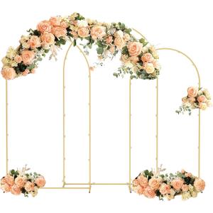 Babenest Gold Arch Backdrop Stand Set of 3, 6.6FT/ 7.2FT/ 8FT Metal Arch Weeding Stand, Balloon Arch Frame for Ceremony Birthday Party Bridal Baby Shower Banquet Decoration