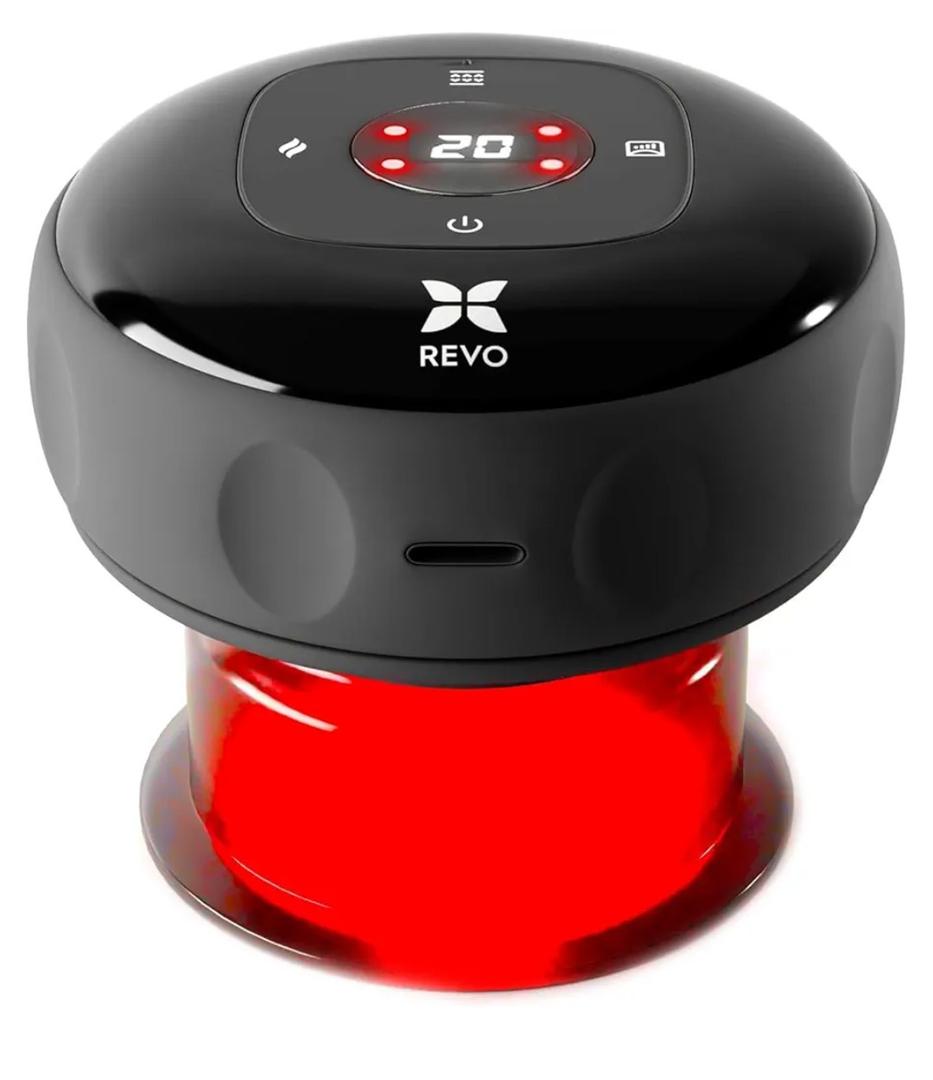 REVO The Original 4-in-1 Smart Cupping Therapy Massager, Red Light Therapy for Targeted Pain Relief, Knots, Aches, Muscle Soreness, Circulation & Tighter Skin, Portable Cupping Kit