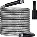 304 Stainless Steel Garden Hose 50FT-2025New Upgraded Quality Metal Expandable Water Hose With Nozzle and 3/4 Solid Fitting, Kink-Free, Tough & Flexible, Lightweight, Rust Proof For Yard, Outdoor