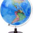 World Globe for Children and Adults, 13 inch Educational Spinning Earth Map with Stand, Self-Assembled Interactive World Globes for Kids Learning, Classroom, Students Desk, Room and Office Decor