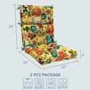 LVTXIII 2 Pack Outdoor High Back Cushions, 22" W x 20" D Tufted Seat and Back Chair Cushion with Ties, Fluffy Patio Replacement Rocking Chair Cushion for Outdoor Furniture Use, Floral Multi