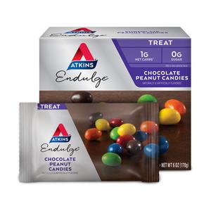 Atkins Endulge Chocolate Peanut Candies, Dessert Favorite, 0g Sugar, 20 Count (5 Count (Pack of 4)), Best By: 03/14/26