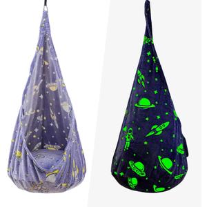 Kids Pod Swing Seat, Sensory Swing Chair with PVC Inflatable Cushion, Hanging Hammock Chair for Indoor and Outdoor Use (Space)